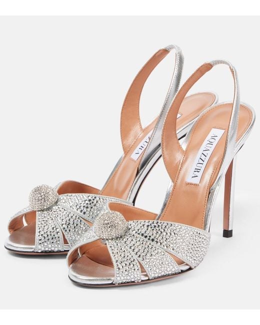 Aquazzura Italian Flirt 105 Metallic Leather Sandals