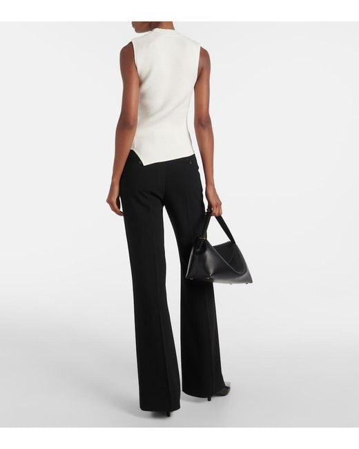 Totême  White Ribbed-Knit Asymmetric Top