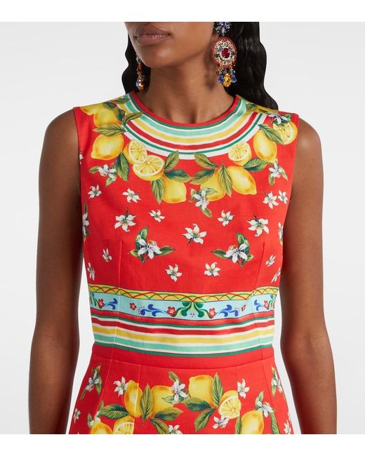 Dolce & Gabbana Red Printed Cotton Minidress