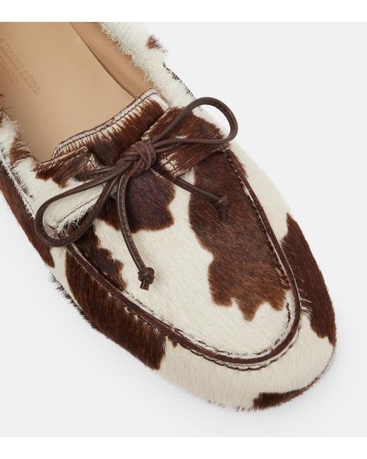 Le Monde Beryl Brown Printed Calf Hair Driving Shoes