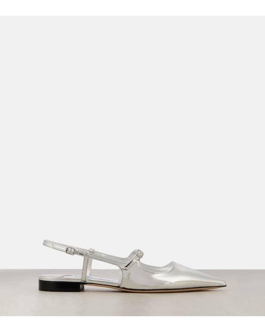 Jimmy Choo White Didi Metallic Leather Slingback Flats