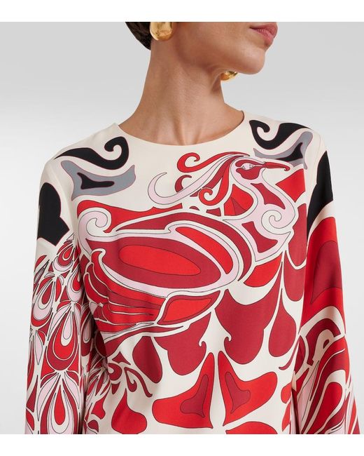 LaDoubleJ Red Mini Supremes Printed Satin Minidress