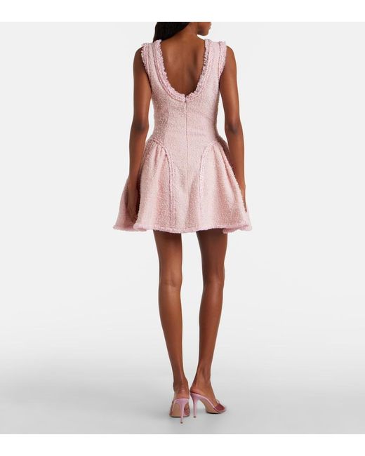 Self-Portrait Pink Sequined Boucle Tweed Minidress