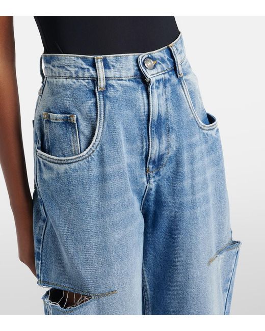 Maison Margiela Blue Cutout High-Rise Wide-Leg Jeans