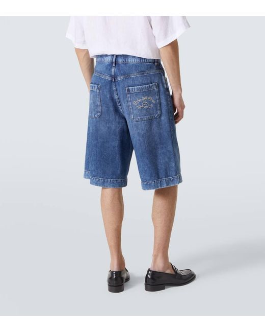 Bermudas De Denim Con Logo Dolce & Gabbana de hombre de color Blue