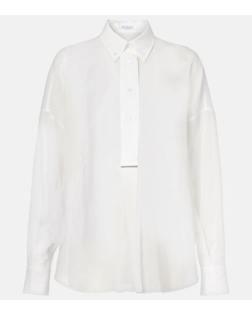 Brunello Cucinelli White Cotton Oxford Shirt