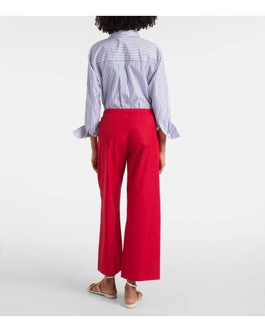 Max Mara Red Weite Hose Argento Aus Baumwolle