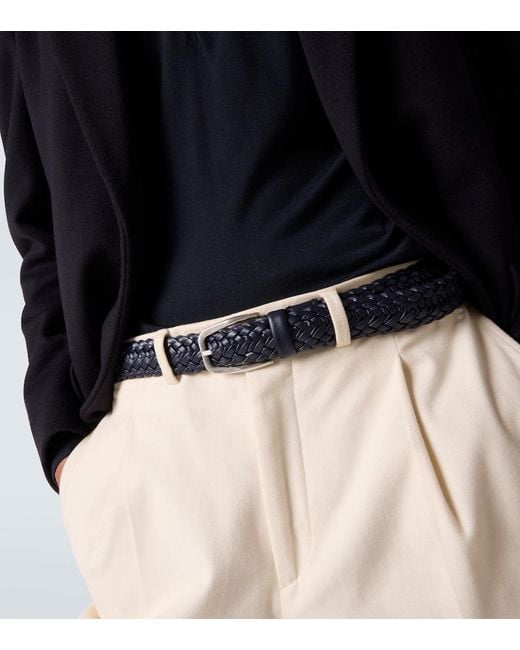 Zegna Blue Braided Leather Belt for men