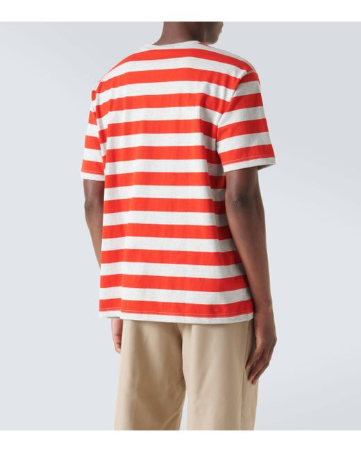 T-shirt raye en coton Junya Watanabe pour homme en coloris Red