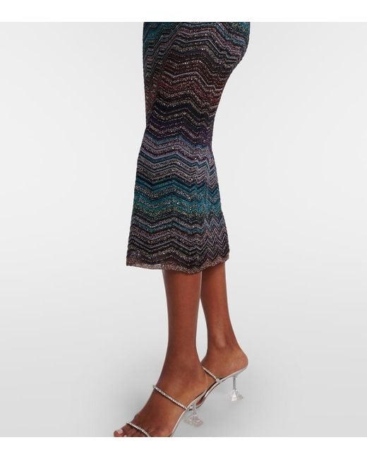 Jupe Midi Zig Zag En Lame Missoni en coloris Gray