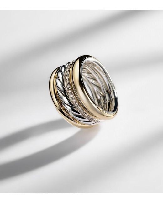 David Yurman White Dy Mercer 18Kt And Sterling Ring With Diamonds