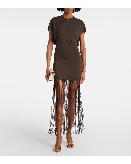 Faithfull The Brand Brown Brita Fringed Minidress