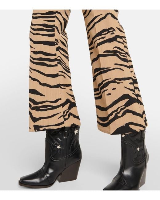 Stella McCartney Metallic Tiger-print Wool-blend Flared Pants