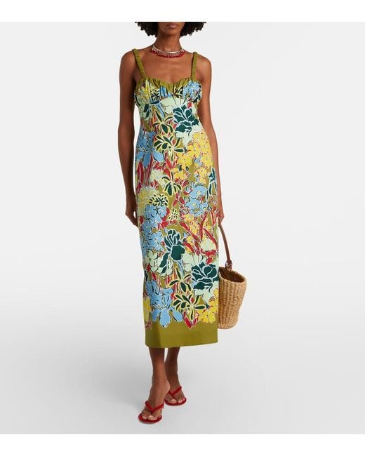ALÉMAIS Green Solstice Floral Cotton Midi Dress