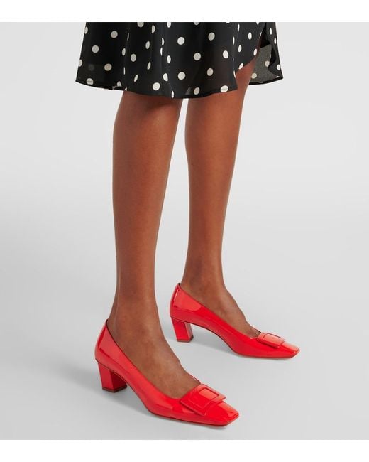 Roger Vivier Red Belle Vivier 45 Patent Leather Slingback Pumps