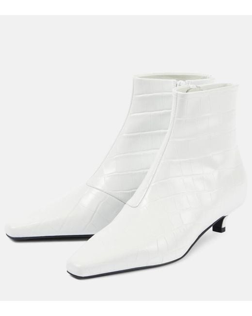 Totême  White Ankle Boots The Croco Slim aus Leder