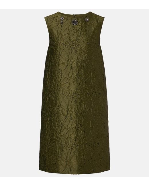 Max Mara Green Embellished Floral Jacquard Minidress