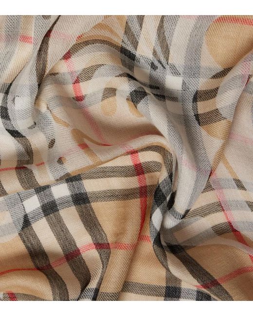 Burberry Metallic Schal Ekd Check Aus Wolle Und Seide