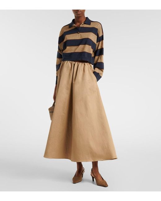 Brunello Cucinelli Blue Wool, Cashmere, And Silk Polo Sweater