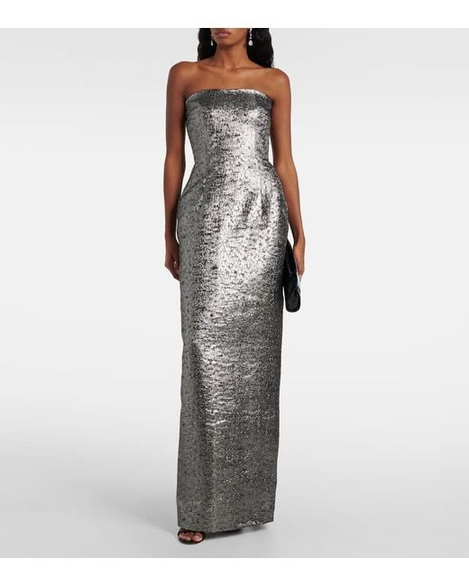 Emilia Wickstead Gray Bustier-Robe Laelia Aus Jacquard