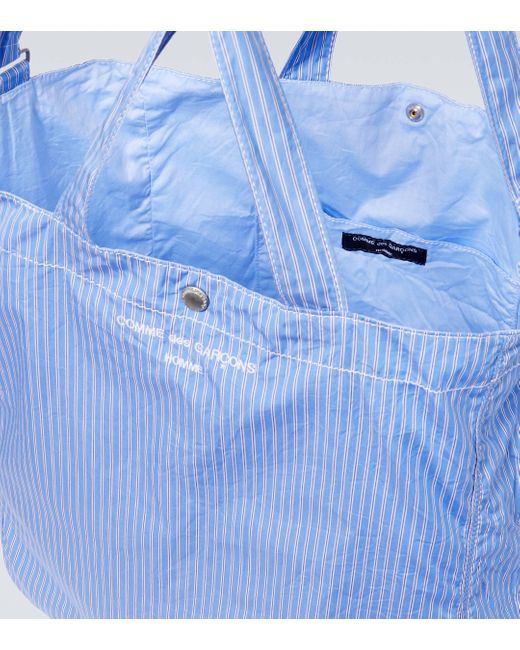 Comme des Garçons Blue Garment Striped Cotton Tote Bag for men