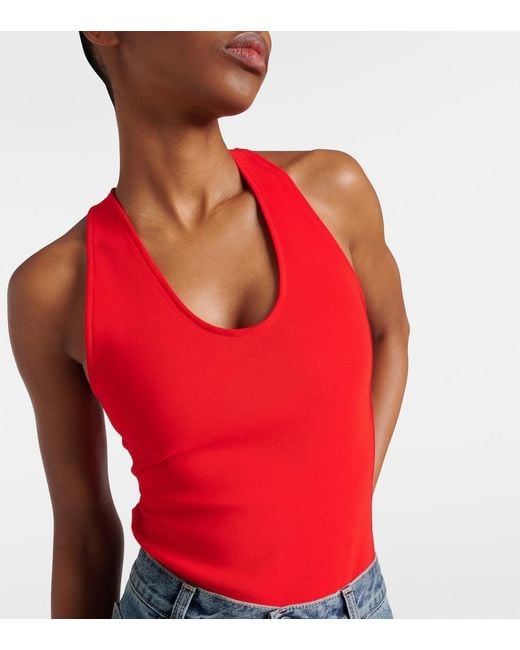 Alaïa Red Jersey Bodysuit