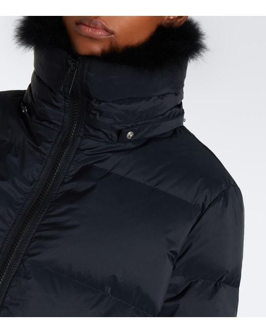 Yves Salomon Black Hooded Padded Down Jacket