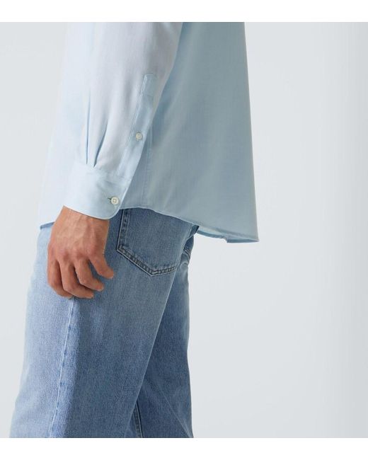 Zegna Blue Cotton And Cashmere Shirt for men