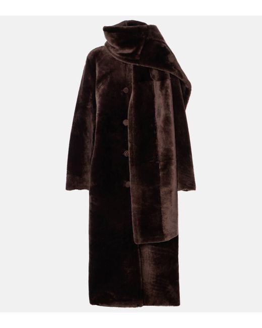 Nour Hammour Black Daphne Shearling Scarf Coat