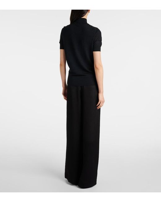 Joseph Black Knitted Wool And Silk Lace Top