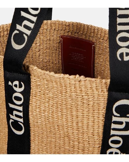 Chloé Brown Raffia Woody Large Tote.