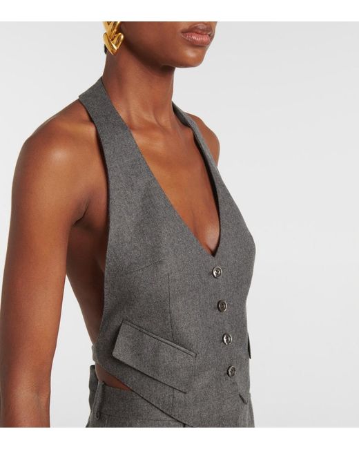 Tom Ford Gray Wool Open-Back Vest