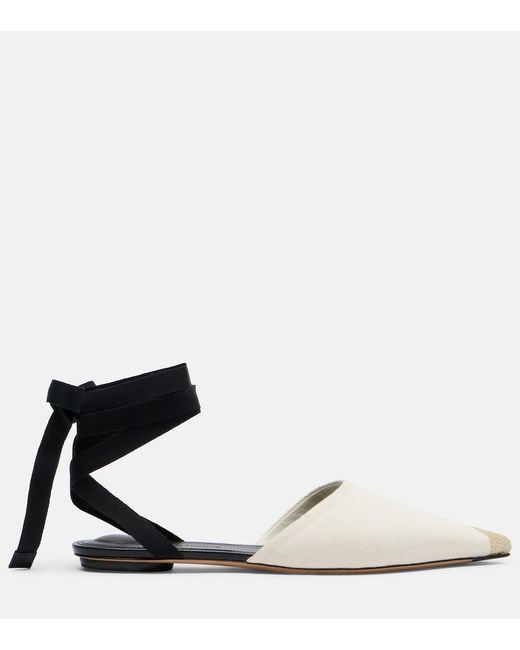 Jacquemus Black Embroidered Canvas Flats