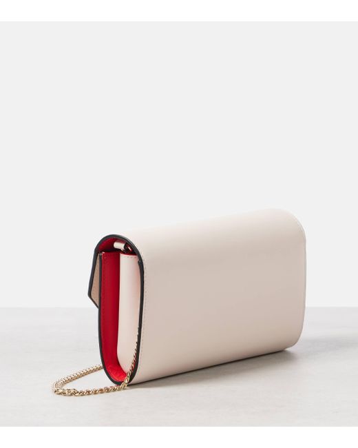 Christian Louboutin White Loubi54 Leather Clutch With Chain