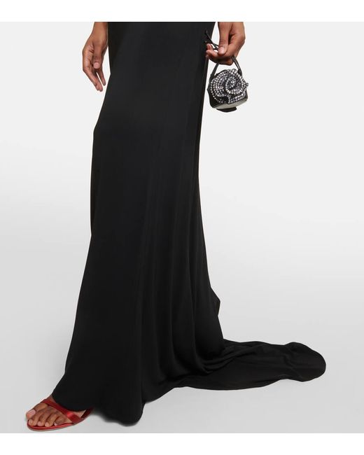 Magda Butrym Black Floral-applique Jersey Gown