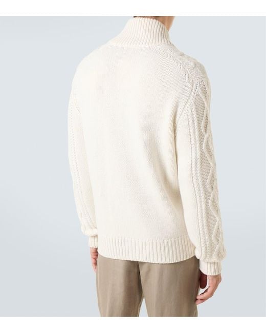 Cardigan di Brunello Cucinelli in Natural da Uomo
