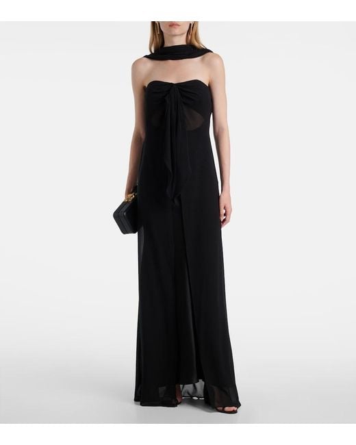 Christopher Esber Black Reverse Draped Silk Gown