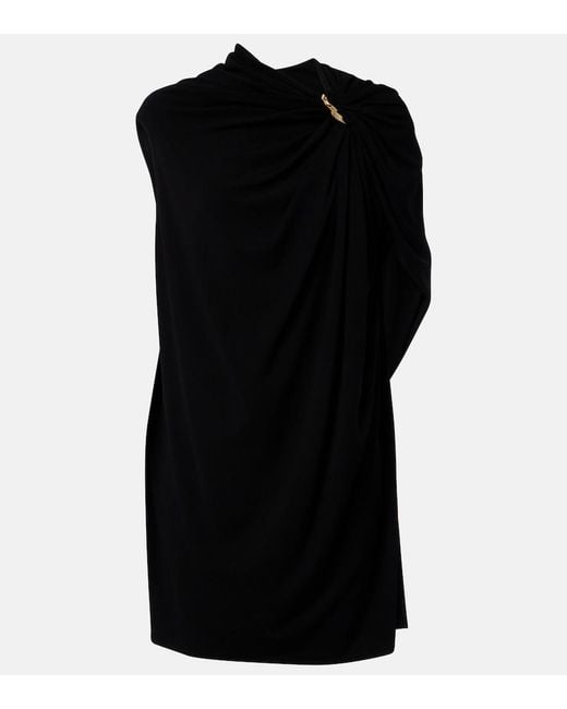 Sportmax Black Draped Crepe Minidress