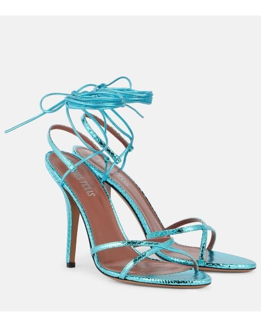 Paris Texas Blue Sandalen Linda 105 Aus Metallic-Leder