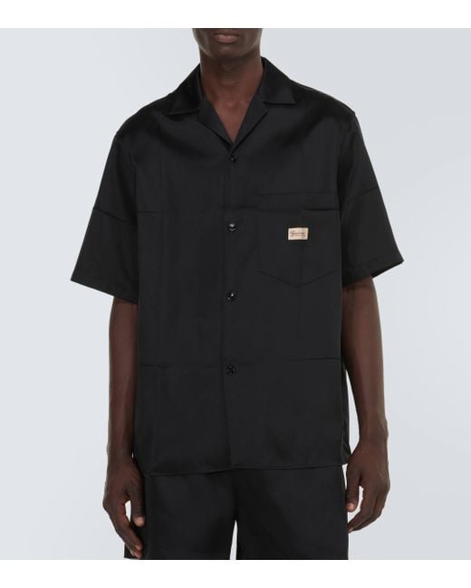 Gucci Black Embroidered Duchesse Shirt for men