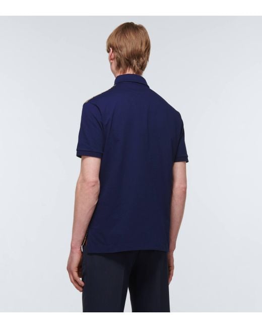 Polo En Coton Et Soie GG Maxi Gucci pour homme en coloris Blue