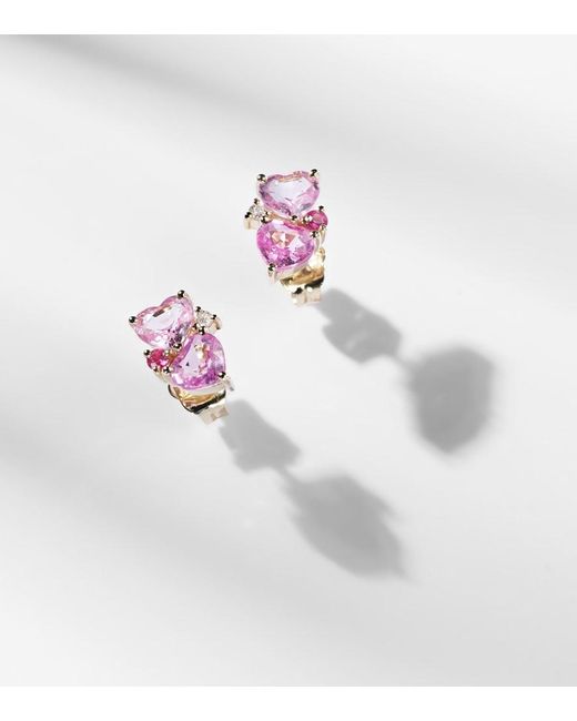 Sydney Evan Pink 14Kt Earrings With Sapphires And Diamonds