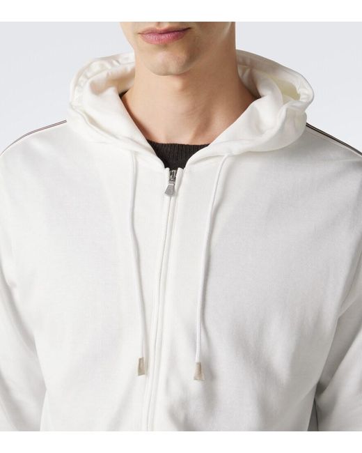 Eleventy White Cotton Zip-Up Hoodie for men