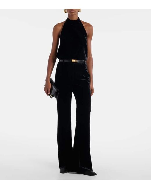Nili Lotan Black Peneloppe Halterneck Velvet Top