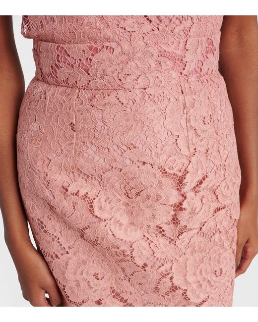 Dolce & Gabbana Pink Midirock Aus Spitze