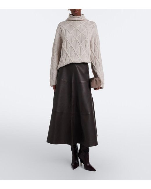 Altuzarra Black Varda Leather Midi Skirt