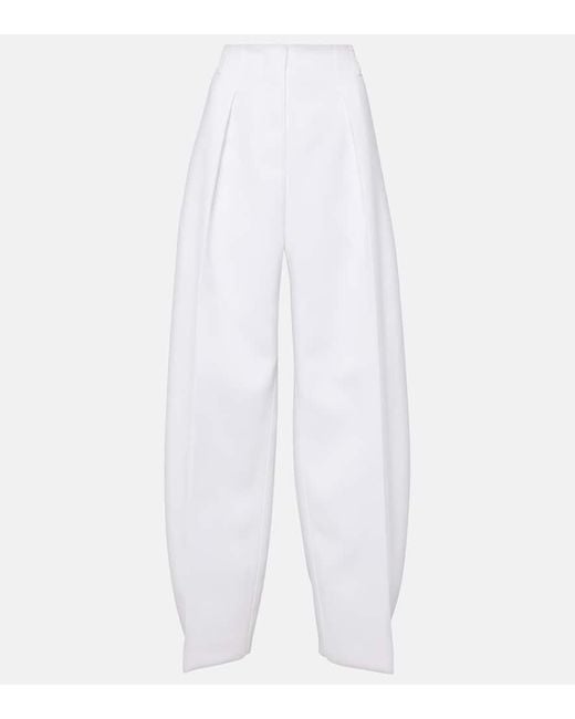 Jacquemus White Le Pantalon Ovalo Cady Barrel-leg Pants