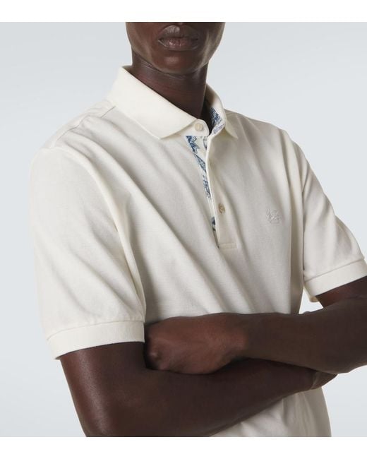 Etro White Pegaso Cotton Pique Polo Shirt for men