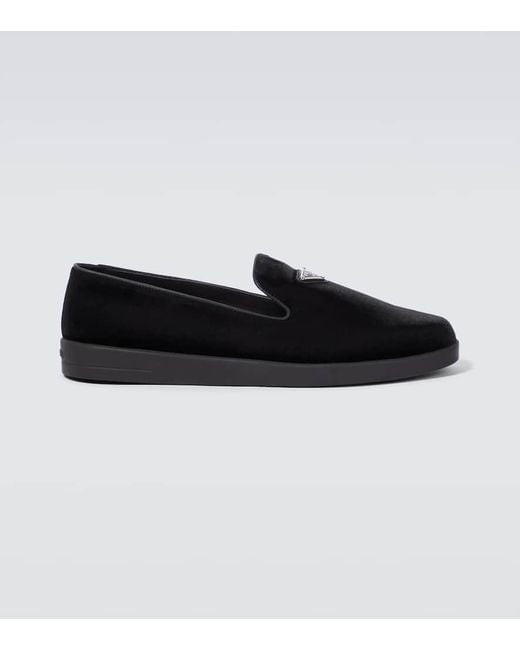 Prada Loafers aus Samt in Black für Herren