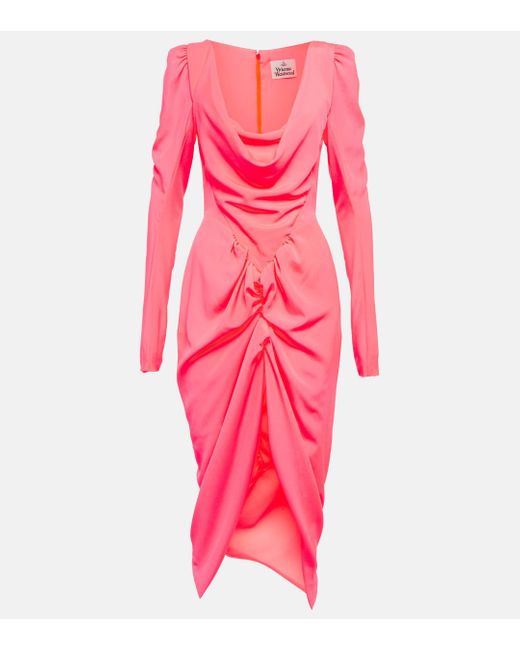 Vivienne Westwood Pink Panther Draped Crepe Midi Dress